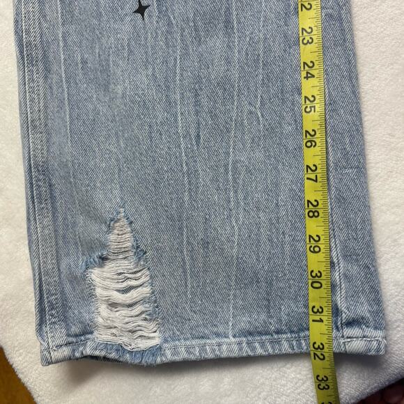 Pac Sun x Playboy Wide Leg Super Distressed Light Wash High Waist Jeans Size 24 - Picture 14 of 16